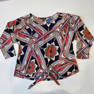 CONRAD‎ C COLLECTION Nautical Shirt Womens XL Top Tie Front Regal Rope Print